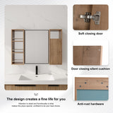 39.4" Wall Mounted Bathroom Cabinet With Storage And - Imitative Oak