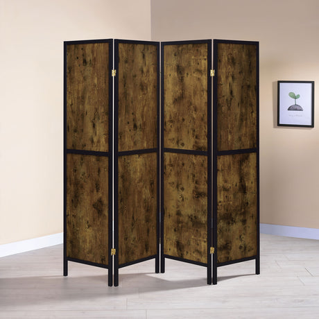 Deepika 4-Panel Folding Room Divider in Rustic Nutmeg