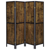 Deepika 4-Panel Folding Room Divider in Rustic Nutmeg