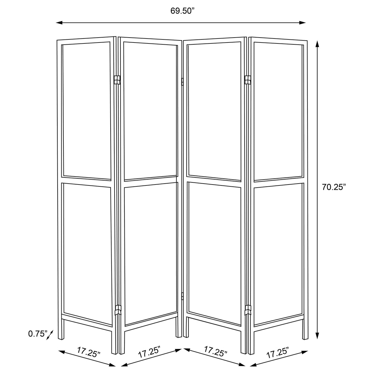 Deepika 4-Panel Folding Room Divider in Rustic Nutmeg