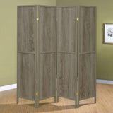 Deepika 4-Panel Folding Room Divider in Grey Driftwood