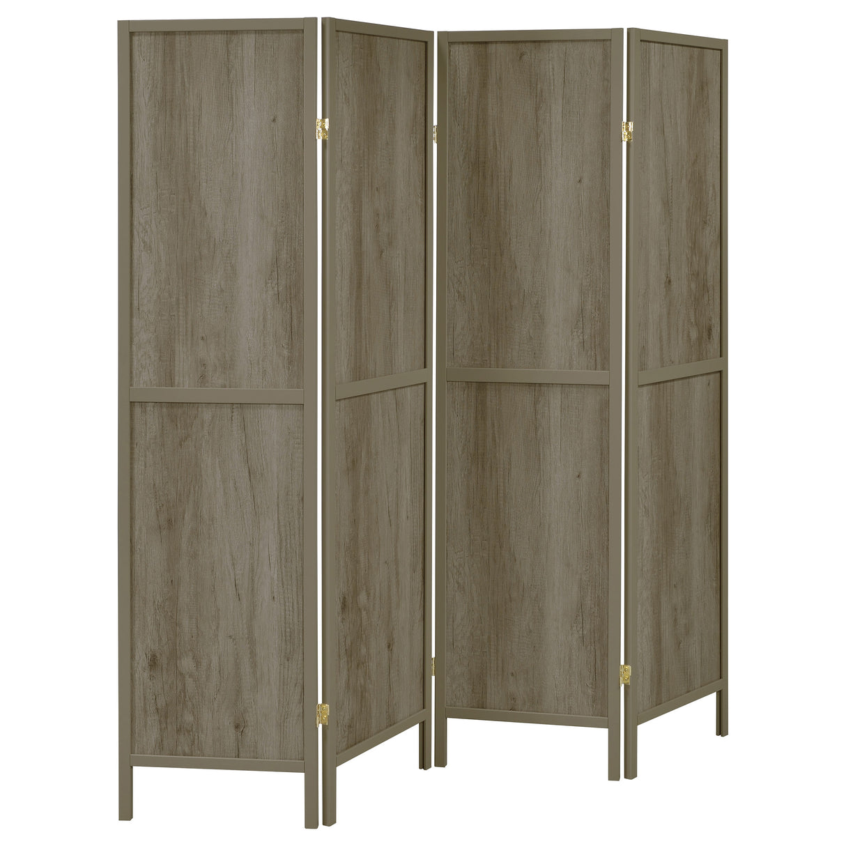 Deepika 4-Panel Folding Room Divider in Grey Driftwood