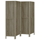 Deepika 4-Panel Folding Room Divider in Grey Driftwood