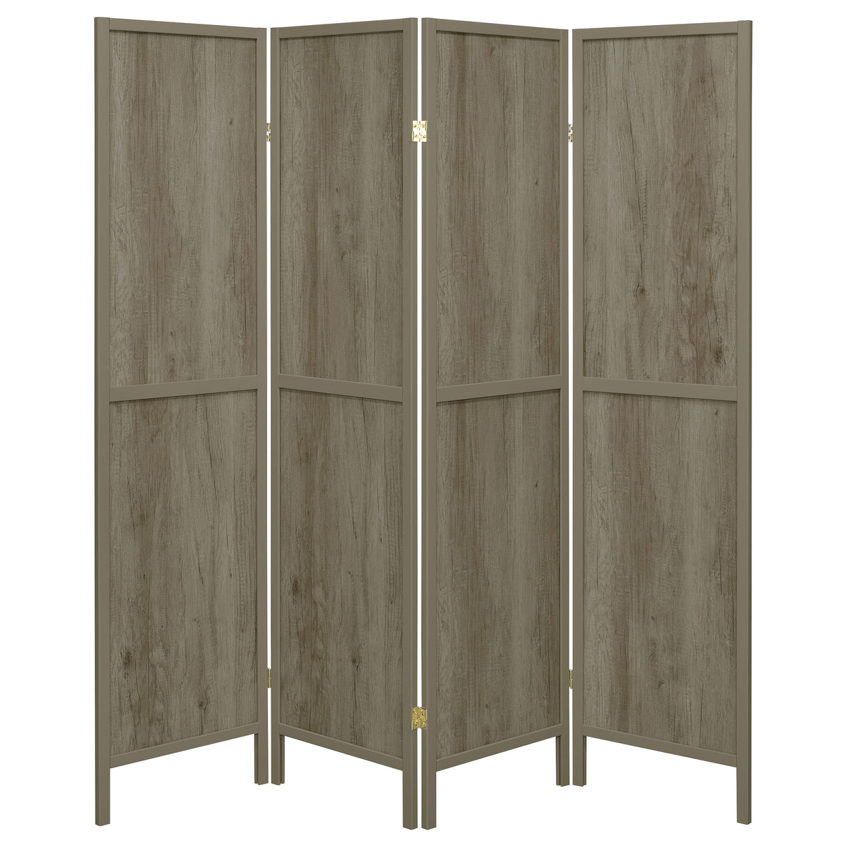 Deepika 4-Panel Folding Room Divider in Grey Driftwood