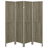 Deepika 4-Panel Folding Room Divider in Grey Driftwood