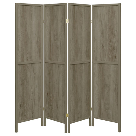 Deepika 4-Panel Folding Room Divider in Grey Driftwood