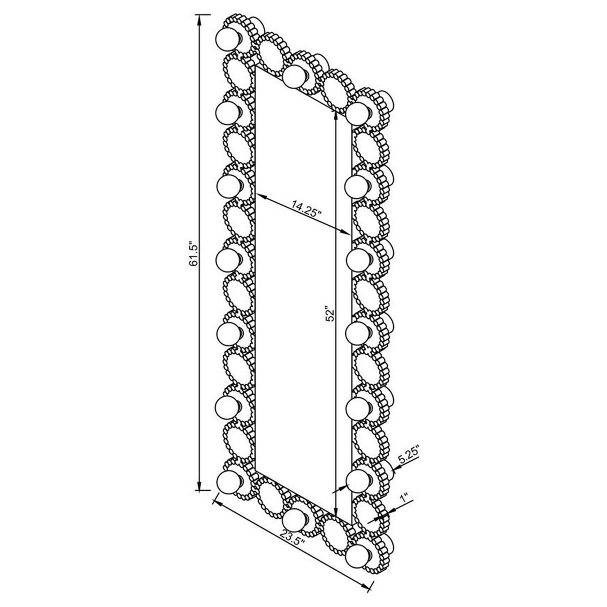 Aghes 24x62 LED Wall Mirror with Silver Mirror Frame