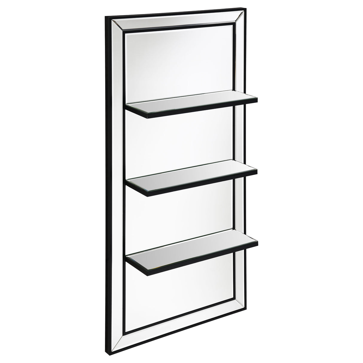 Oriel Rectangular 3-Shelf Wall Mirror in Silver, 24 x 47 In.