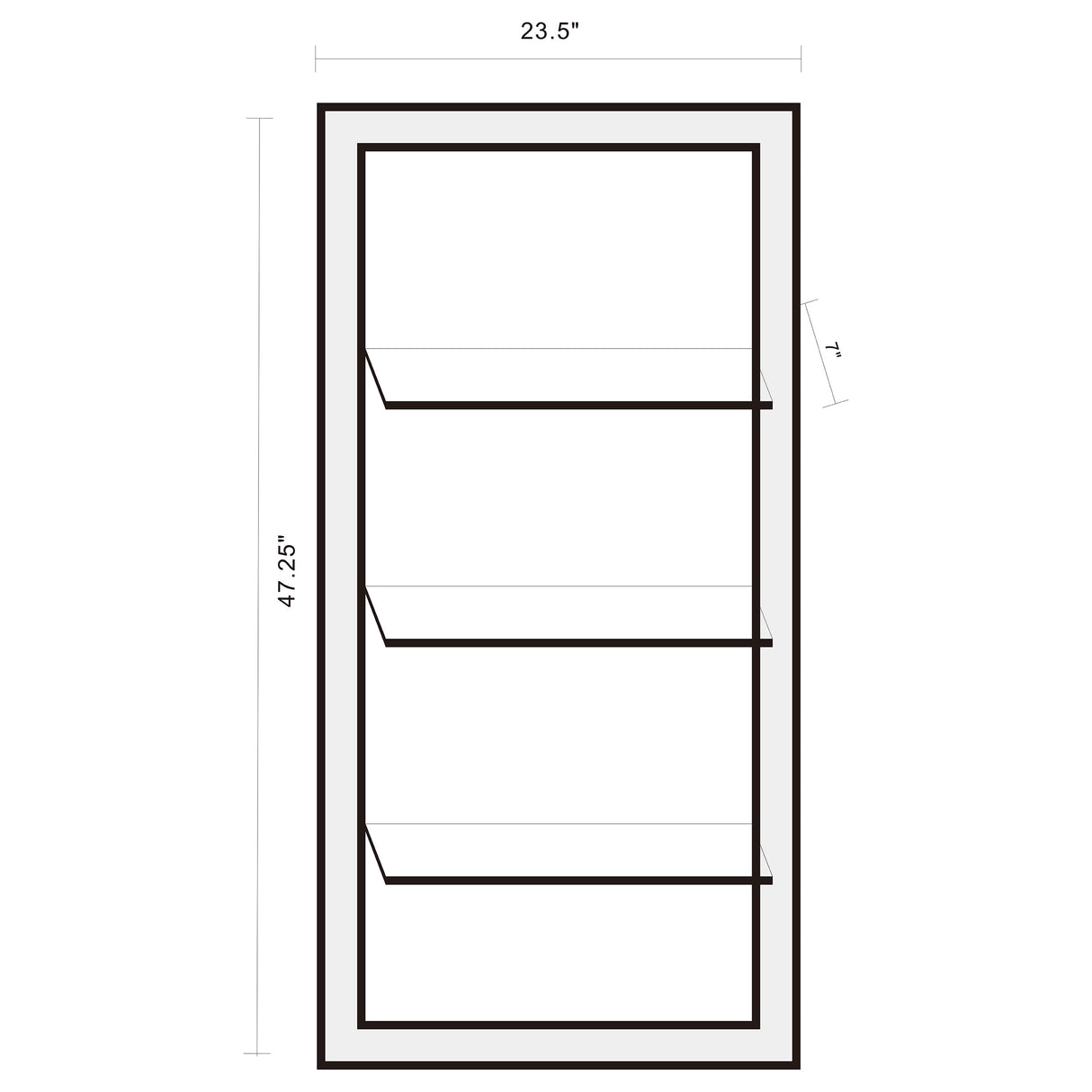 Oriel Rectangular 3-Shelf Wall Mirror in Silver, 24 x 47 In.