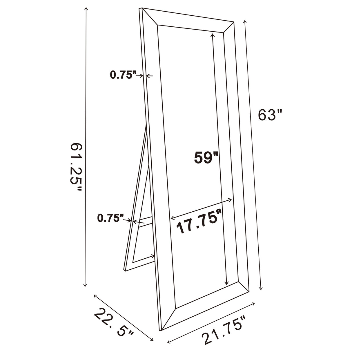 Soline Silver Framed Full-Length Standing Floor Mirror, 22x61"
