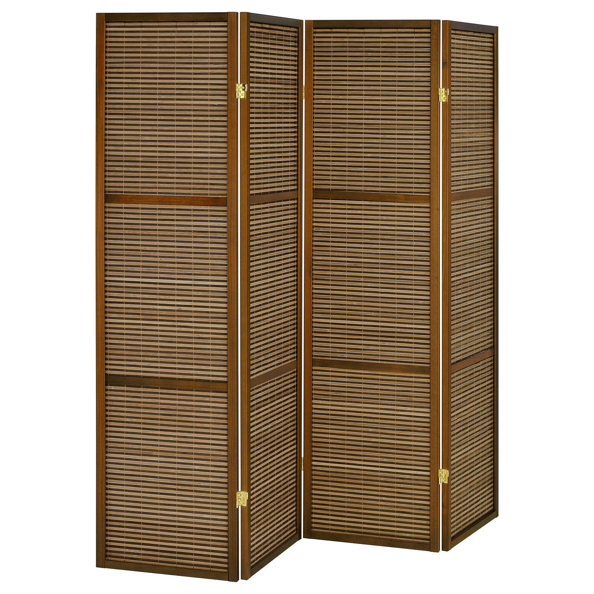 Browning 4-Panel Bamboo Room Divider Folding Screen, Walnut