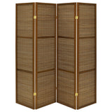 Browning 4-Panel Bamboo Room Divider Folding Screen, Walnut