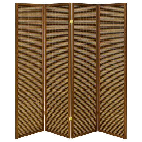 Browning 4-Panel Bamboo Room Divider Folding Screen, Walnut