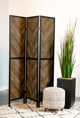 Marlene 3-Panel Folding Room Divider in Rustic Tobacco