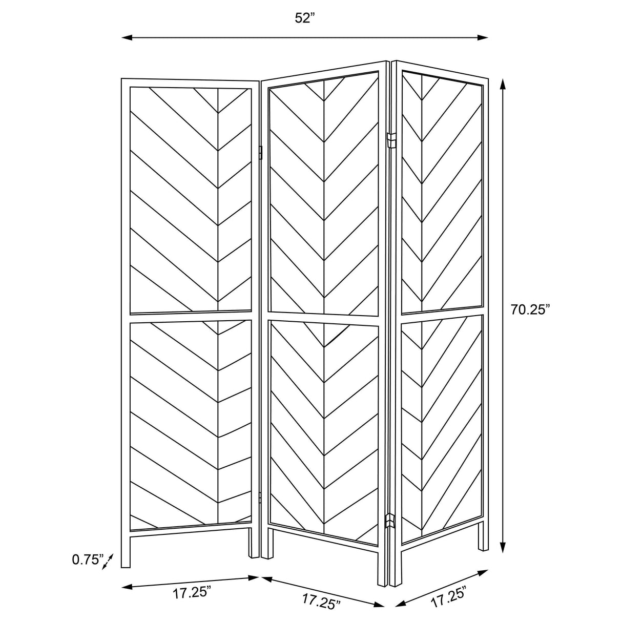 Marlene 3-Panel Folding Room Divider in Rustic Tobacco