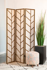 Mila 3-Panel Folding Shoji Screen, Walnut Pine with Jute Linen