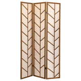 Mila 3-Panel Folding Shoji Screen, Walnut Pine with Jute Linen