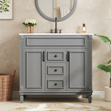 Bathroom Vanity With Top Sink, Cabinet With 2 Soft Closing Doors And Drawers