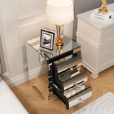 Nightstand With 3 Drawers, Bedside Table For Bedroom - Silver