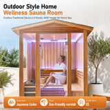6000W 240V Outdoor Steam Sauna For 4 People - Ameican White Oak