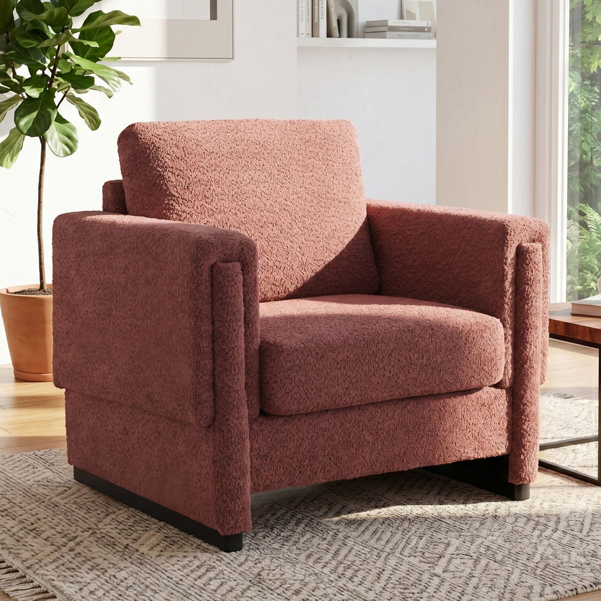 Upholstered Accent Armchair With Square Arm