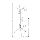 Coat Rack, Hall Tree, Free Standing, Hanging Bar, 6 Hooks, Entryway, Contemporary & Modern