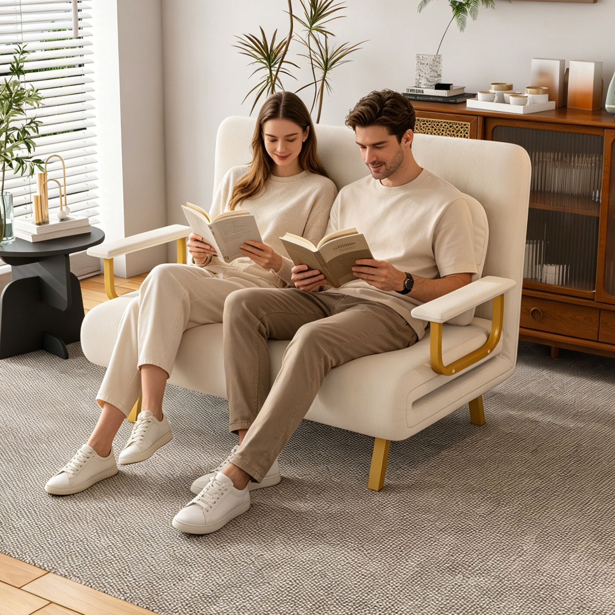 5 In 1 Convertible Sofa Bed For 2 With Adjustable Backrest