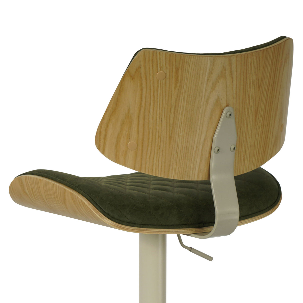 Leland - Adjustable Swivel Curved Back Wood Bar Stool With Faux Leather Seat