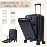 Luggage Set With Cosmetic Case, Combination Lock, Front Opening Design