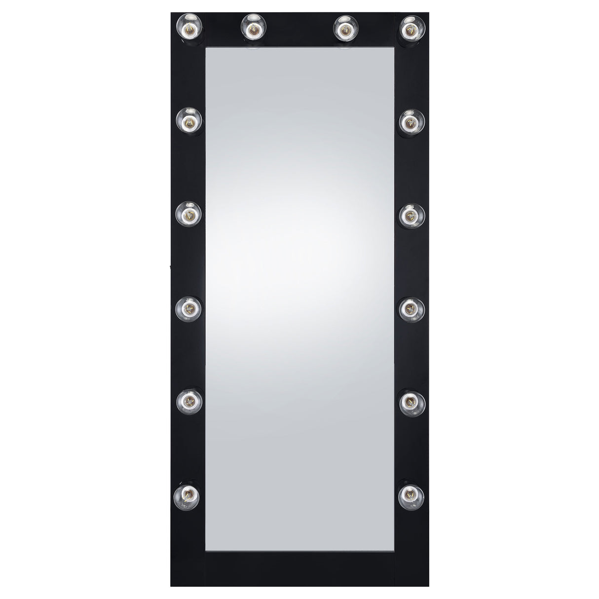 Zayan 32x71 Floor Mirror with LED Lighting, Black High Gloss