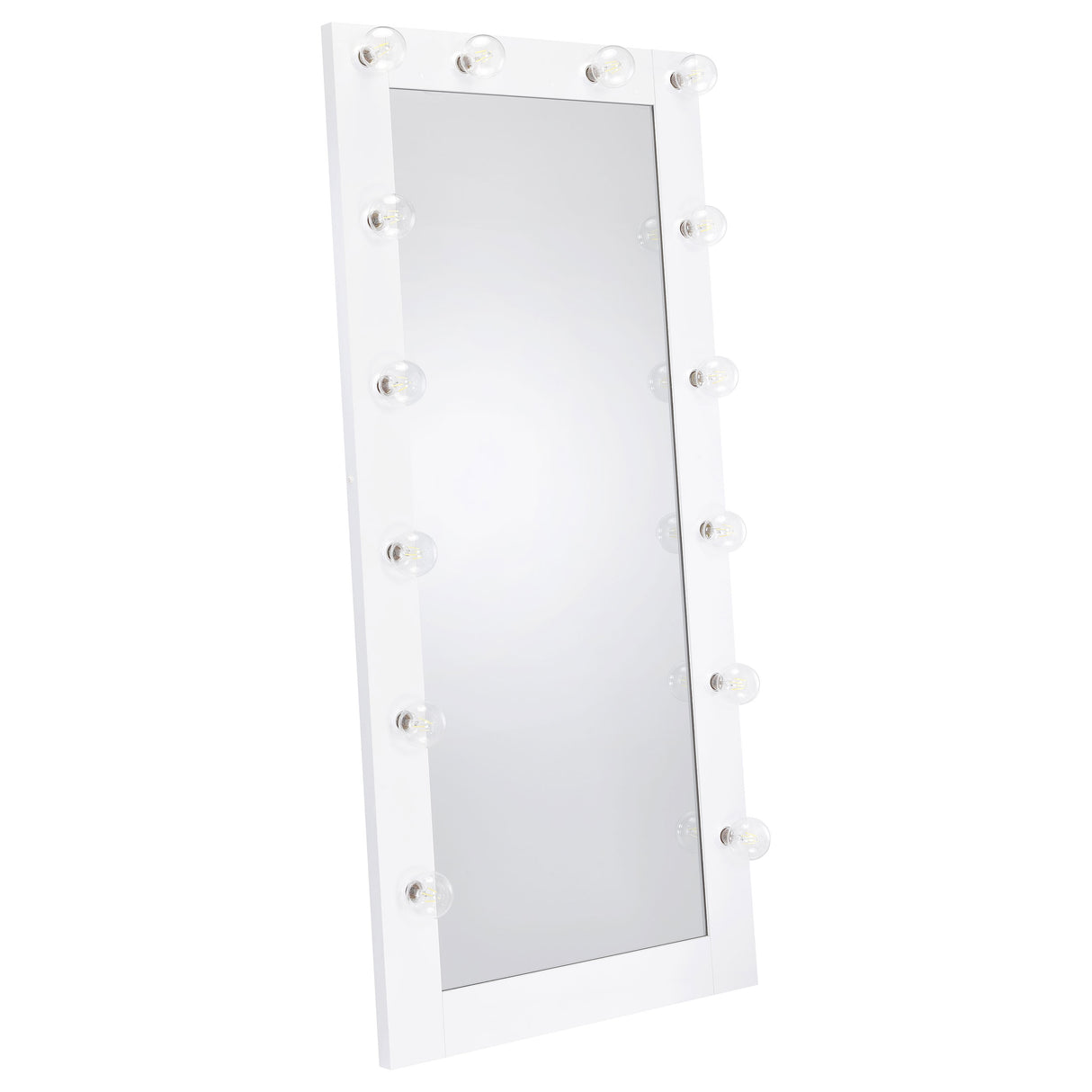 Zayan 32x71 Floor Mirror with LED Lighting, White Gloss