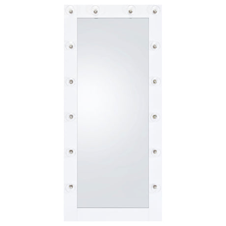 Zayan 32x71 Floor Mirror with LED Lighting, White Gloss