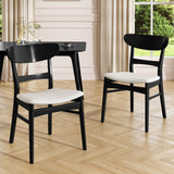 Dining Chairs With Upholstered Seat (Set of 2) - Black / Light Beige