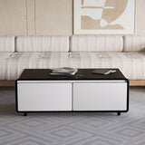 Modern Smart Coffee Table With Built-In Fridge, tooth Speaker, Wireless Charging Module, Touch Control Panel, Power Socket, USB Interface, Outlet Protection, Atmosphere Light