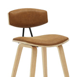 Fox - Counter Height Curved Back Wood Bar Stool With Faux Leather Seat