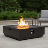 Modern Square Fire Pit Table Outdoor Heater Iron 50000 BTU 39x13in