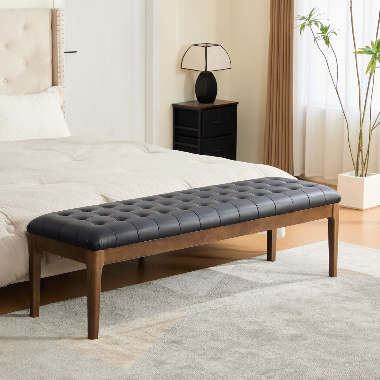 Upholstered End Of Bed Bench With Headrest