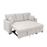 Upholstered Sectional & Pull Out Bed And Chaise Storage - Beige