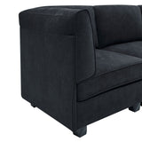 Upholstered Modular Sectional, Customizable Layout, Removable Cushions - Black