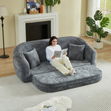 Curved Convertible Sofa, 2 In 1 Fold Out Bed With Pull Out Base And Deep Seat