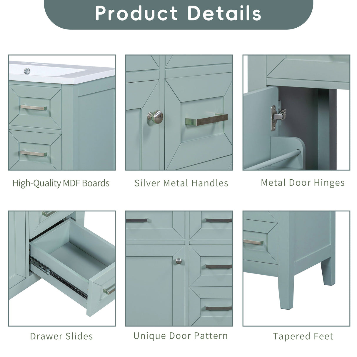 Modern Bathroom Vanity With Sink Combo, 3 Drawers