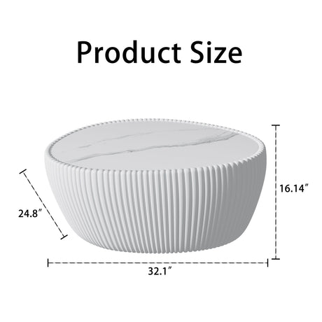 Goose Egg Shape Coffee Table For Living Room - White Pu