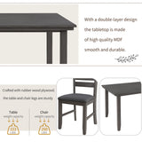 Dining Set For 6, Upholstered Chairs, Includes Table, 4 Chairs, And 2 Person Bench - Gray