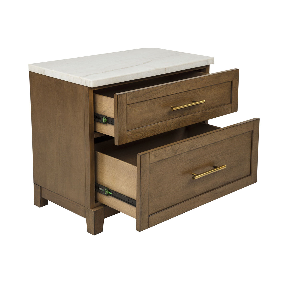 Devonshire - Nightstand With Marble Top And USB Port - Cognac