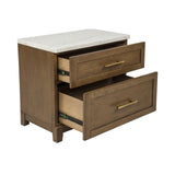 Devonshire - Nightstand With Marble Top And USB Port - Cognac