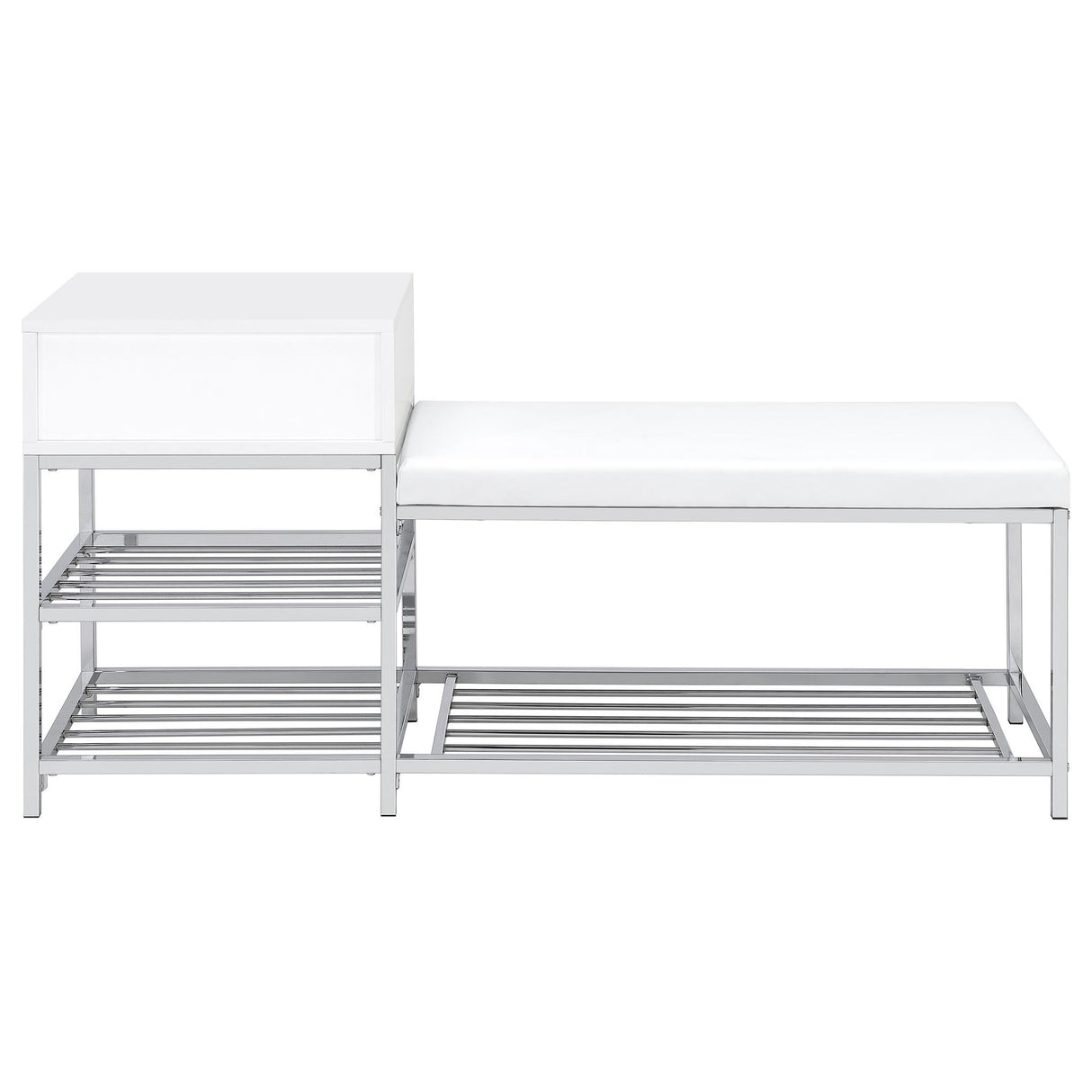 Yesler - 1 Drawer Storage Bench - Glossy White