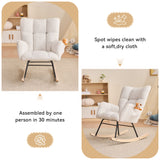 Teddy Fabric Rocking Gilder Nursery Chair For Living Room Indoor - Ivory