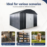 10 Ft X 12 Ft Outdoor Metal Storage Shed With Arch Roof With Lockable Doors For Backyard Garden Patio Lawn - Black