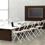 Folding Chairs, Stackable & Waterproof (Set of 4) - White