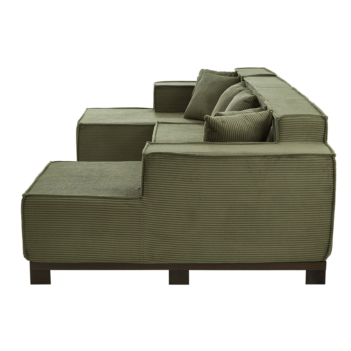 U-Shaped Sectional Sofa With RGB LED Light Strip And 6 Pillows